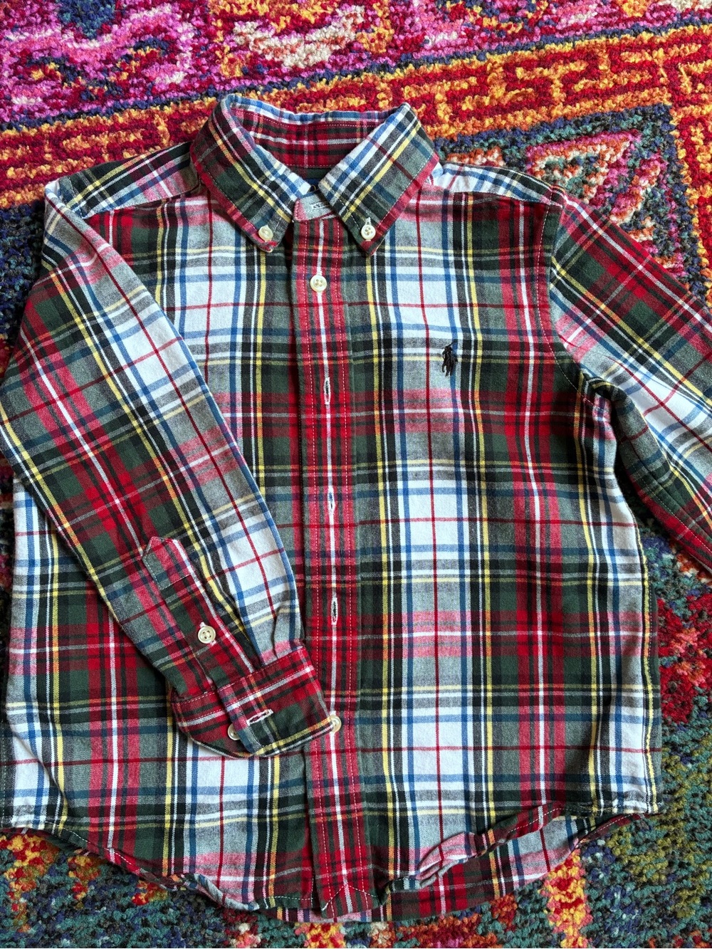 Polo by Ralph Lauren Red, Green & White Plaid Button-Down Shirt
